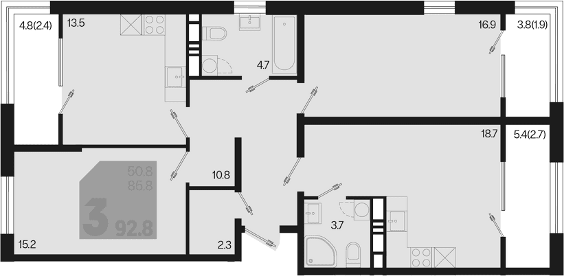 Продается 3-комн. квартира, 85.8 м²