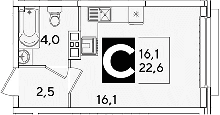 Продается 1-комн. квартира, 22.6 м²