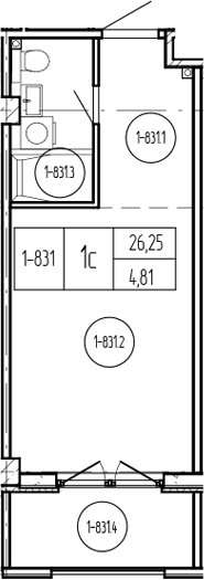 Продается 1-комн. квартира, 26.25 м²