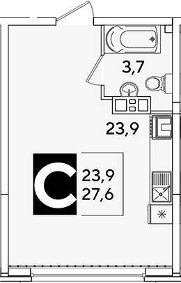 Продается 1-комн. квартира, 27.6 м²
