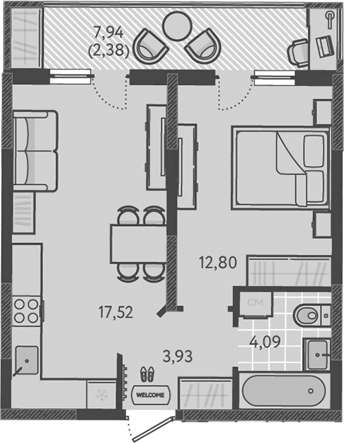 Продается 2-комн. квартира, 38.34 м²
