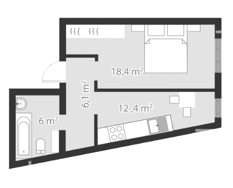 Продается 1-комн. квартира, 42.9 м²