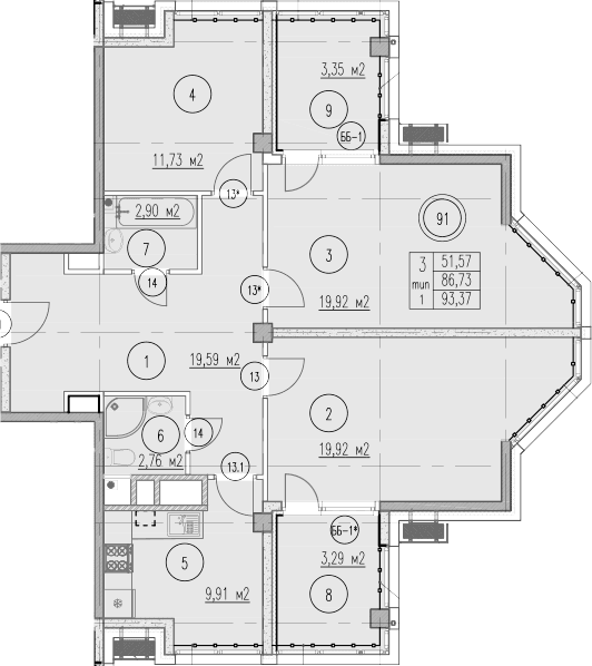 Продается 3-комн. квартира, 86.73 м²
