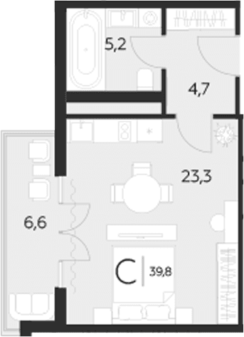 Продается 1-комн. квартира, 33.2 м²