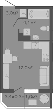 Продается 1-комн. квартира, 19.1 м²
