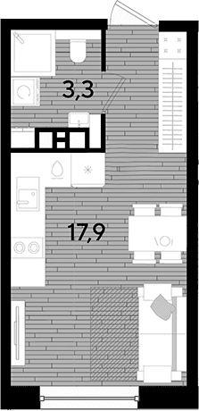 Продается 1-комн. квартира, 21.2 м²