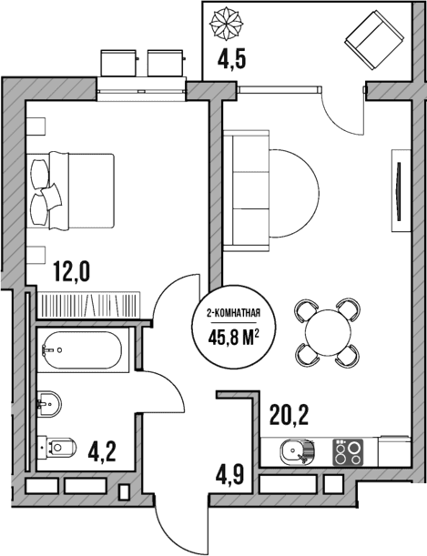 Продается 2-комн. квартира, 41.3 м²