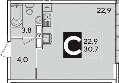 Продается 1-комн. квартира, 30.7 м²