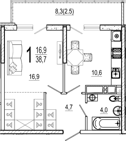 Продается 1-комн. квартира, 37.2 м²