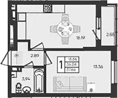 Продается 1-комн. квартира, 36.38 м²