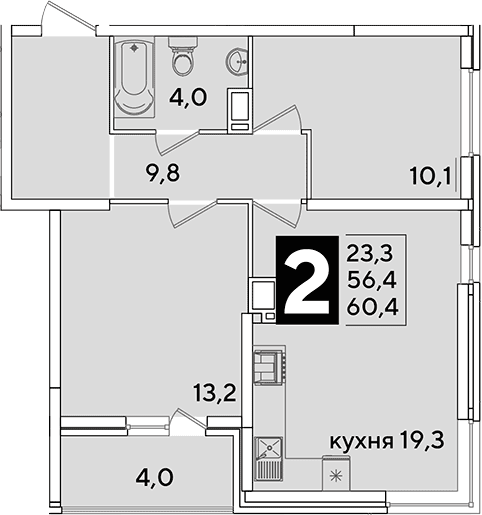 Продается 3-комн. квартира, 56.4 м²