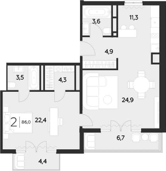 Продается 2-комн. квартира, 74.9 м²