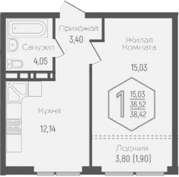 Продается 1-комн. квартира, 35.7 м²