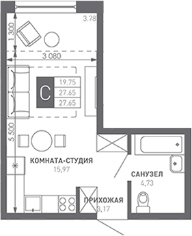 Продается 1-комн. квартира, 28.6 м²