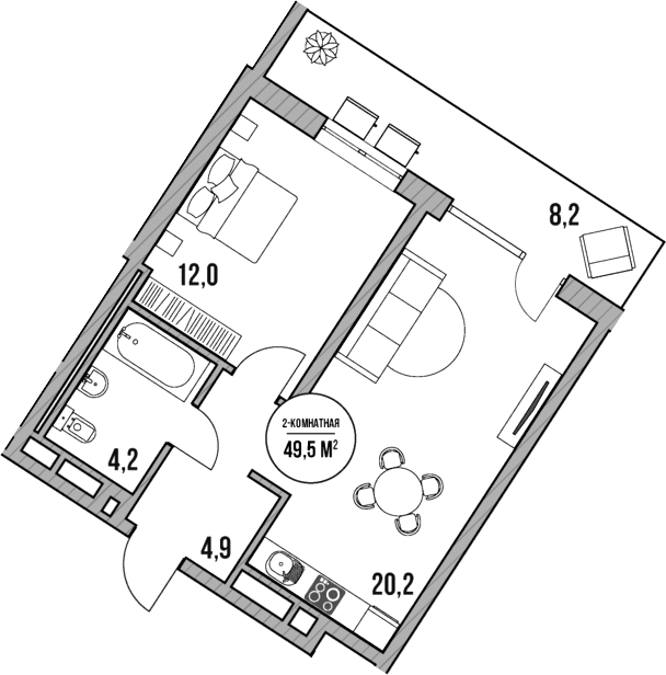 Продается 2-комн. квартира, 41.3 м²