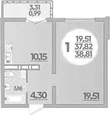 Продается 1-комн. квартира, 37.82 м²