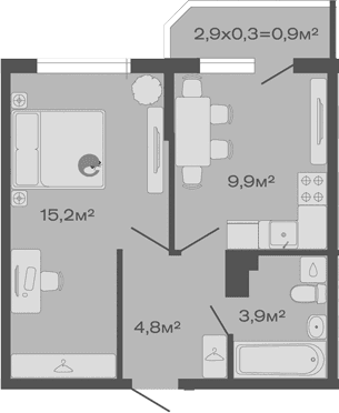 Продается 1-комн. квартира, 33.8 м²