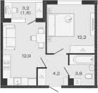 Продается 1-комн. квартира, 33.1 м²