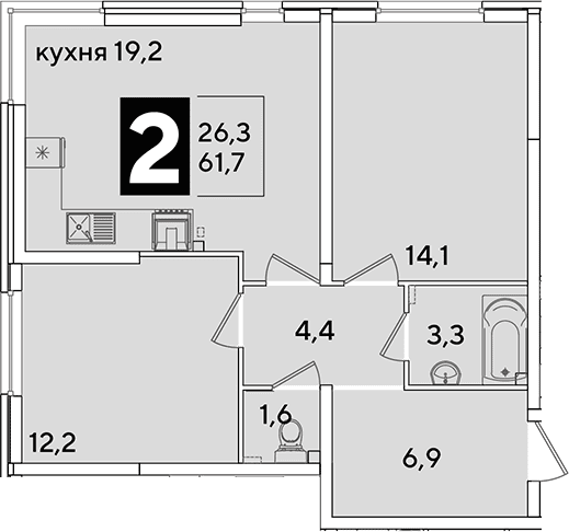 Продается 3-комн. квартира, 61.7 м²