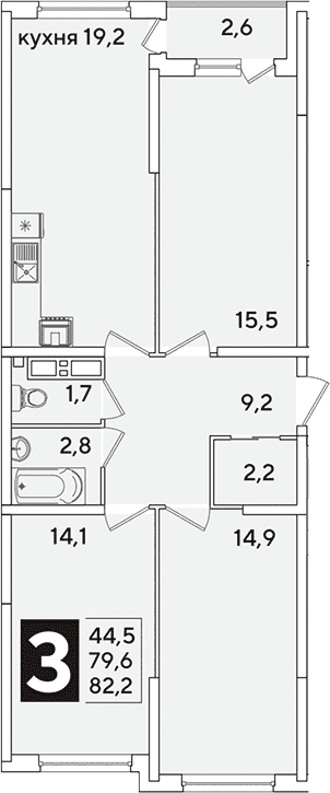 Продается 4-комн. квартира, 79.6 м²