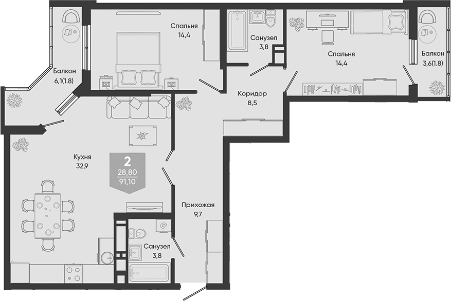 Продается 3-комн. квартира, 87.5 м²