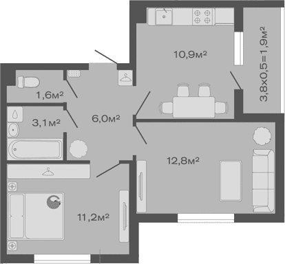 Продается 2-комн. квартира, 45.6 м²