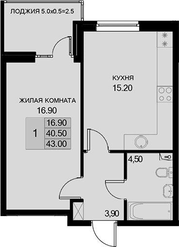 Продается 1-комн. квартира, 40.5 м²