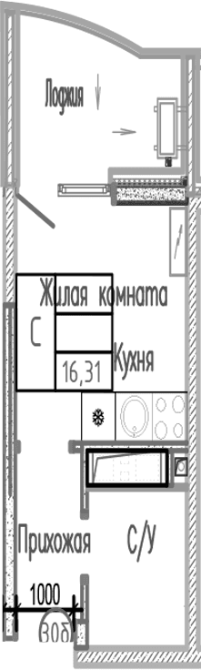 Продается 1-комн. квартира, 16.31 м²