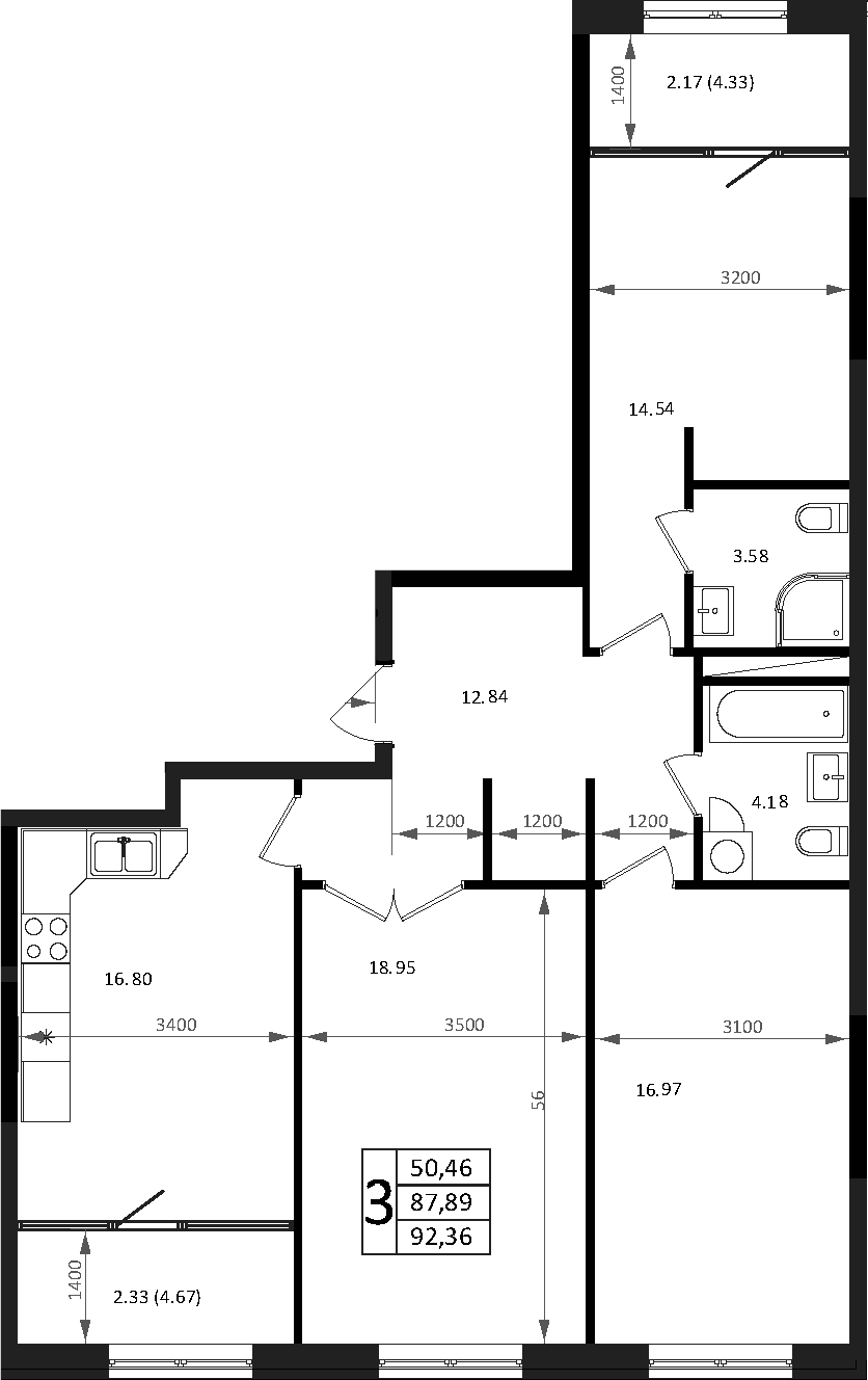 Продается 4-комн. квартира, 87.86 м²