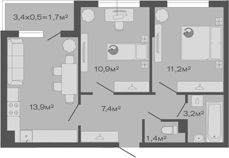 Продается 2-комн. квартира, 48 м²