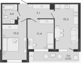 Продается 2-комн. квартира, 51 м²