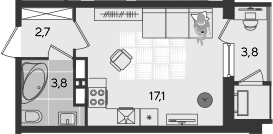 Продается 1-комн. квартира, 23.6 м²