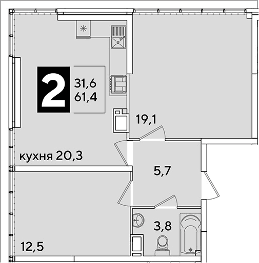 Продается 3-комн. квартира, 61.4 м²