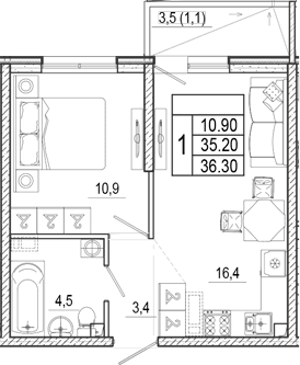 Продается 2-комн. квартира, 35.2 м²