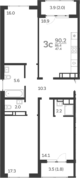 Продается 4-комн. квартира, 84.3 м²