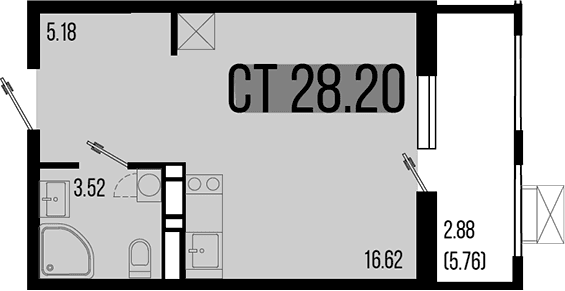 Продается 1-комн. квартира, 26.37 м²
