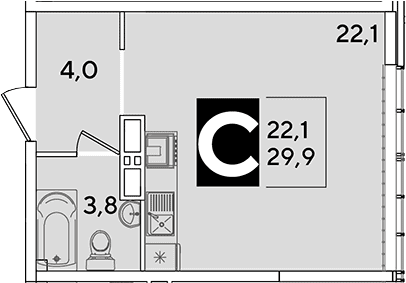 Продается 1-комн. квартира, 29.9 м²