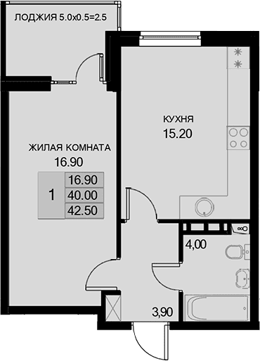 Продается 1-комн. квартира, 40 м²
