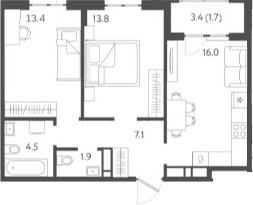 Продается 3-комн. квартира, 56.7 м²