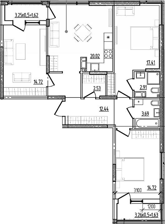 Продается 3-комн. квартира, 88.44 м²
