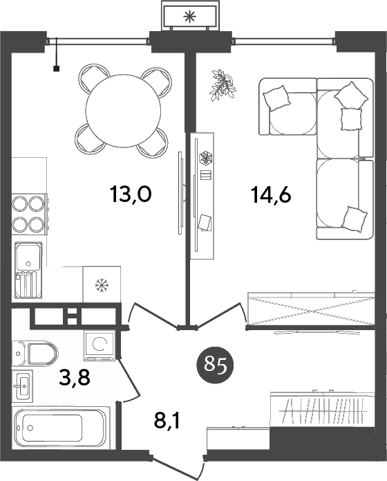Продается 1-комн. квартира, 39.5 м²