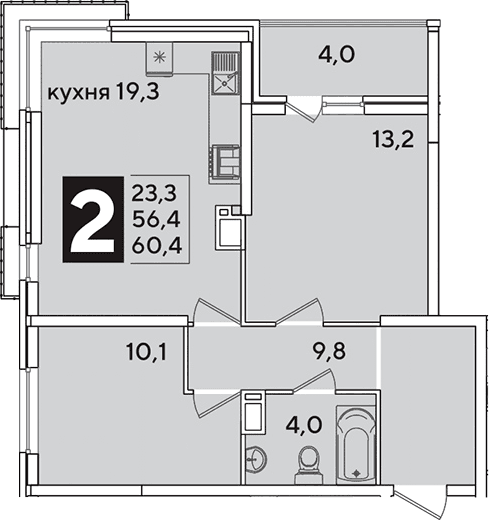 Продается 3-комн. квартира, 56.4 м²