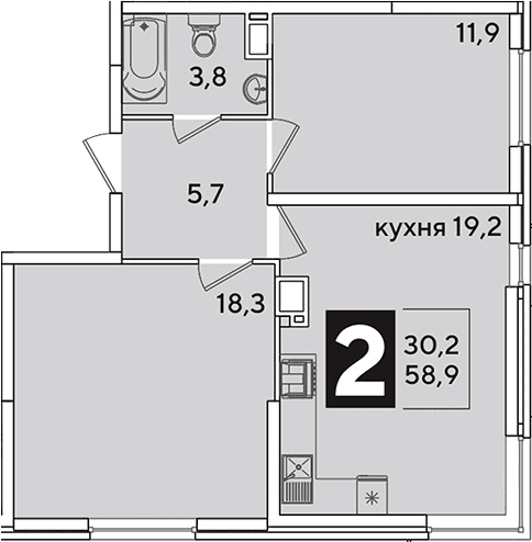 Продается 3-комн. квартира, 58.9 м²