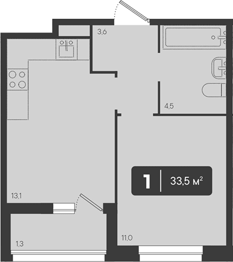 Продается 1-комн. квартира, 32.2 м²
