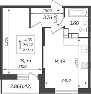 Продается 1-комн. квартира, 36.22 м²
