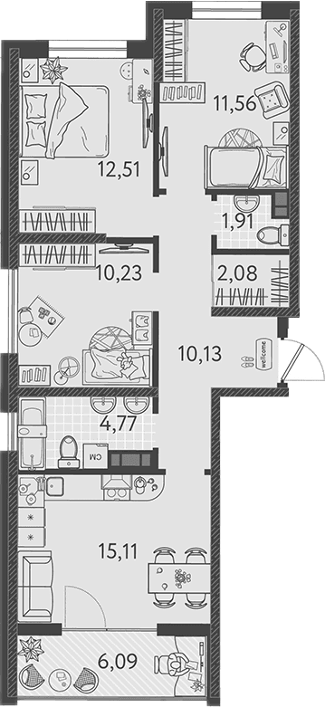 Продается 4-комн. квартира, 68.3 м²
