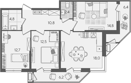 Продается 4-комн. квартира, 76 м²