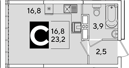 Продается 1-комн. квартира, 23.2 м²