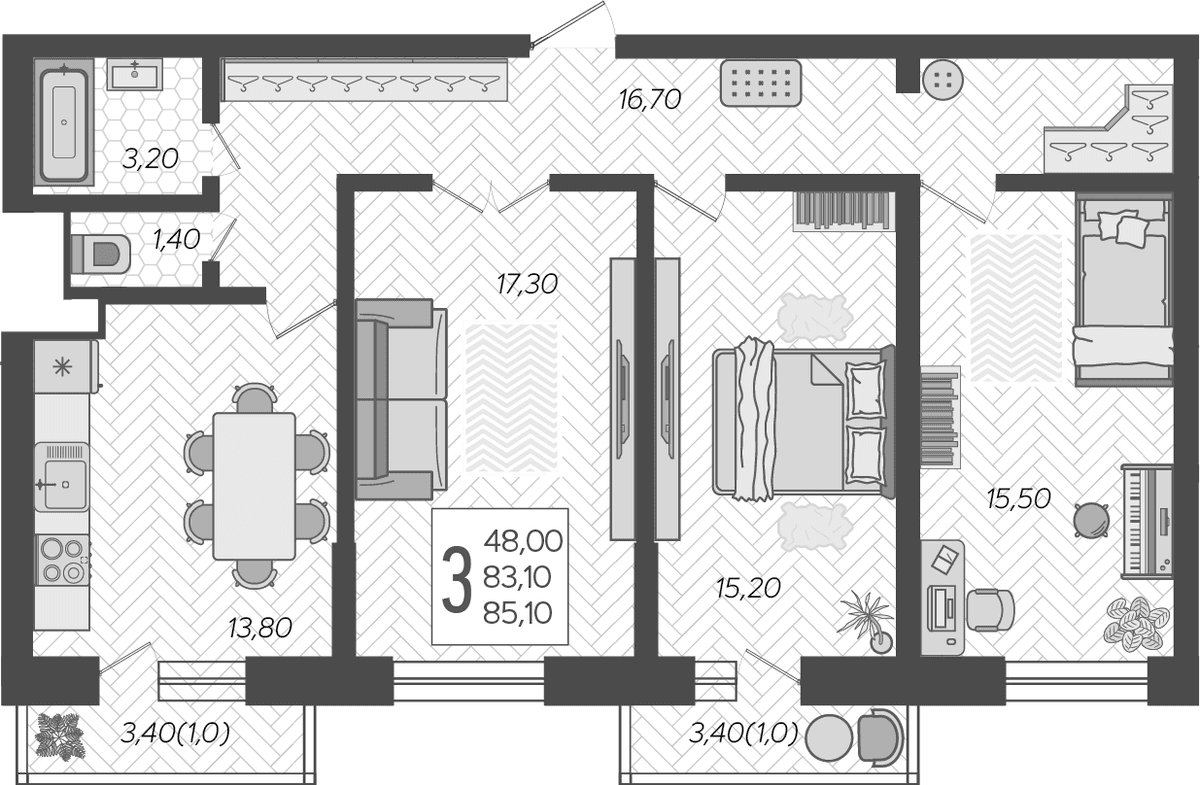 Продается 3-комн. квартира, 84.61 м²