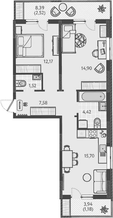 Продается 3-комн. квартира, 56.29 м²
